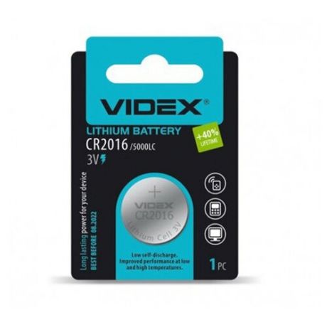 Батарейка CR2016 - Videx Lithium BL-1 (1 штука) VID-CR2016-1BL