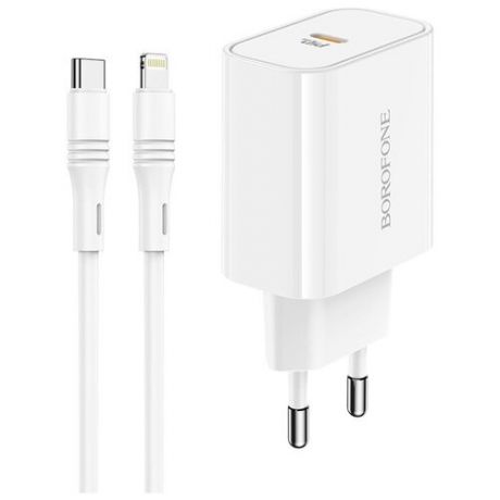 Зарядное устройство Borofone BA57A Easy Speed 1xUSB-C PD3.0 20W 3A + кабель USB-C - Lightning 1.0m White