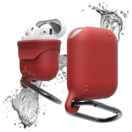 Водонепроницаемый чехол для AirPods 1/2 Elago Waterproof hang case, красный/red (EAPWF-RD)