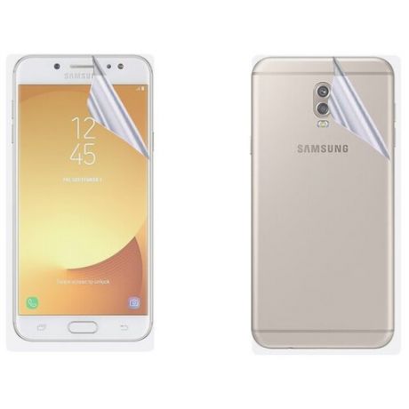 Гидрогелевая защитная пленка на экран и заднюю крышку для Samsung Galaxy J7 Plus / Противоударная бронированя пленка для Самсунг Галакси Ж7 Плюс с эффектом самовосстановления