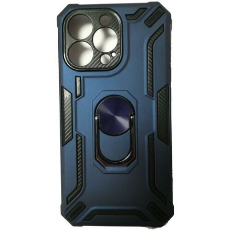 Противоударный чехол пластмасса темно- синий для Apple IPhone 13 Pro Max c доп. защитой камеры и магнитом для держателя в авто / айфон 13 про макс