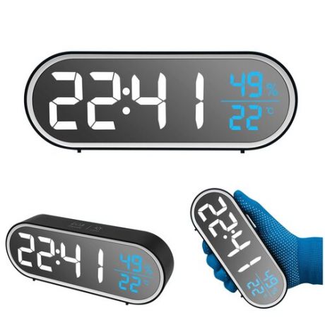Часы электронные цифровые настольные с будильником, термометром и гигрометром (8811)