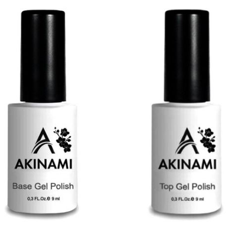 Akinami Набор для маникюра Base+Top, прозрачный, 9 мл