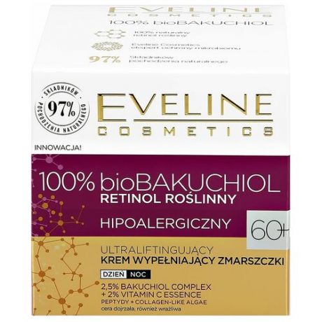 Крем для лица EVELINE 100% BIOBAKUCHIOL с ретинолом 60+ (лифтинг-эффект) 50 мл