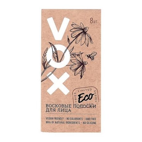 Полоски восковые для лица VOX ECO с экстрактом алоэ вера и аргановым маслом 8 шт