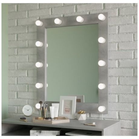 Гримерное зеркало Make- mebel 68 х 84 см, Серый Вулканический, настенное, для макияжа