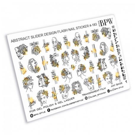 Слайдер-дизайн BPW металлик Женские лица в линиях с золотом, sd4-183
