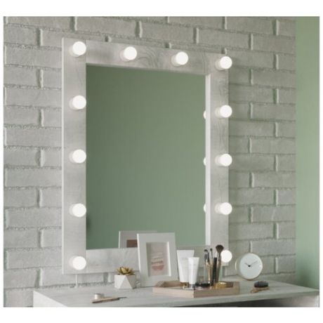 Гримерное зеркало Make- mebel 68 х 84 см, Белый Бетон Пайн, настенное, для макияжа