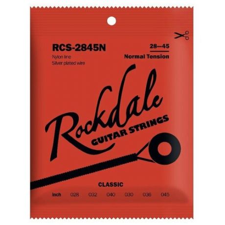 ROCKDALE RCS-2845N Струны для классической гитары. Основа струны: нейлон. Обмотка: посеребрённая. Натяжение: нормальное. Размер: 028-045