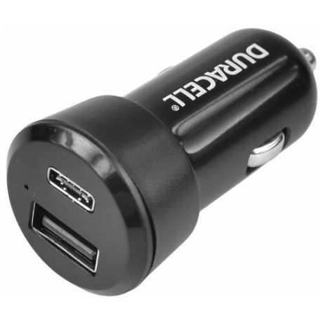 Автомобильное зарядное устройство DURACELL USB/Type C, Fast charger, черный, DR5026A,