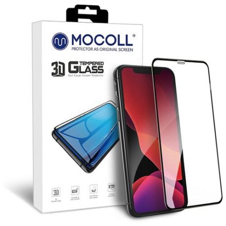 Защитное стекло MOCOLL полноразмерное 3D MIX для iPhone 11 PRO / XS / X Черное (Серия Pearl)