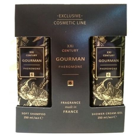 Парфюмерия XXI века Мужской Gourman №6 Набор: мягкий шампунь с феромонами 250 мл, крем-гель для душа с феромонами 250 мл