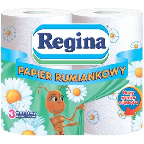 Туалетная бумага Regina ароматизированная с декорацией Ромашка 3 слоя 8 рулонов, 1 уп. - Mirato Asia