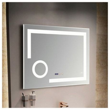 Зеркало с LED-подсветкой MELANA-8060 подогрев/часы/космет.зеркало (MLN-LED090)