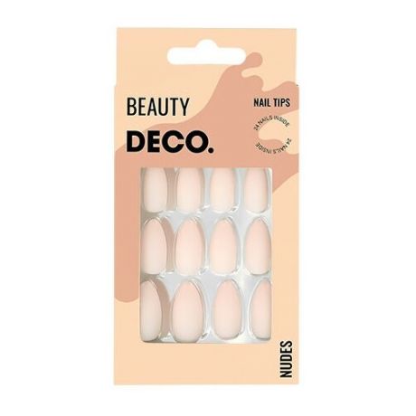Набор накладных ногтей DECO. NUDES milk almond (24 шт + клеевые стикеры 24 шт)