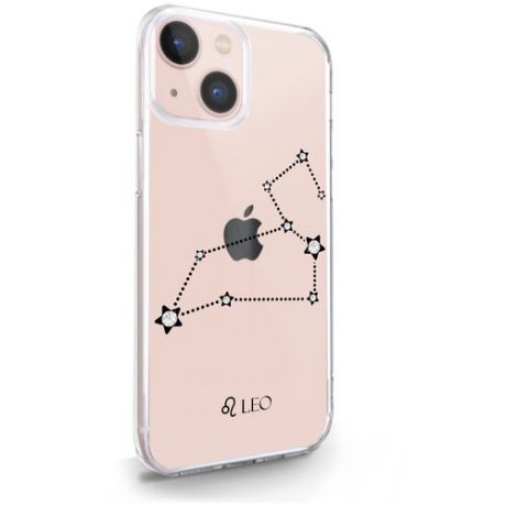 Прозрачный силиконовый чехол с кристаллами Swarovski для iPhone 13 Mini Знак зодиака Лев Leo для Айфон 13 Мини