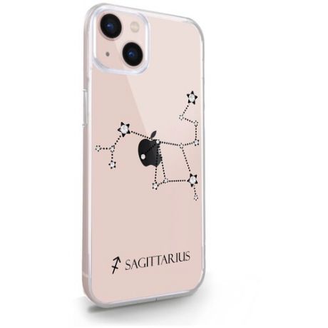Прозрачный силиконовый чехол с кристаллами Swarovski для iPhone 13 Знак зодиака Стрелец Sagittarius для Айфон 13