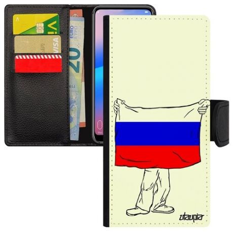 Стильный чехол книжка для мобильного // Samsung Galaxy M31 // "Флаг Анголы с руками" Путешествие Государственный, Utaupia, белый