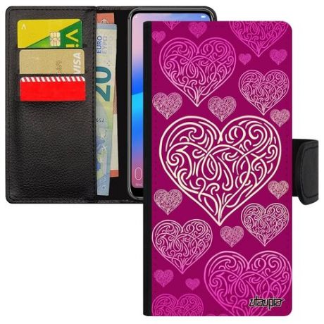 Защитный чехол-книжка на смартфон // Xiaomi Redmi Note 9 // "Сердце" Стиль Любовь, Utaupia, красный