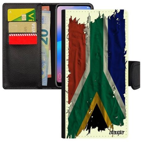 Необычный чехол-книжка на смартфон // Huawei P40 Lite // "Флаг Конго Браззавиль на ткани" Страна Стиль, Utaupia, белый