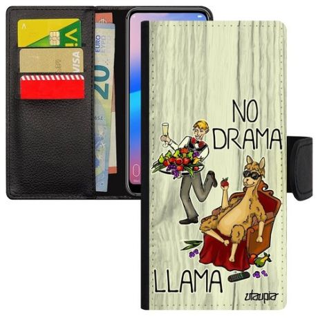 Чехол-книжка на // Samsung Galaxy M21 // "No drama lama" Комикс Лама драма, Utaupia, белый