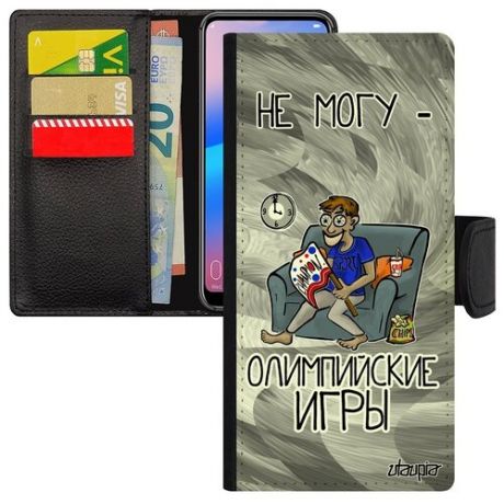 Новый чехол книжка на // Samsung Galaxy M21 // "Не могу - олимпийские игры!" Шутка Принт, Utaupia, зеленый