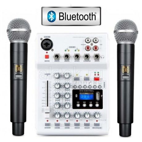 Беспроводные микрофоны и микшер для онлайн-караоке SkyDisco UM-100 Bluetooth
