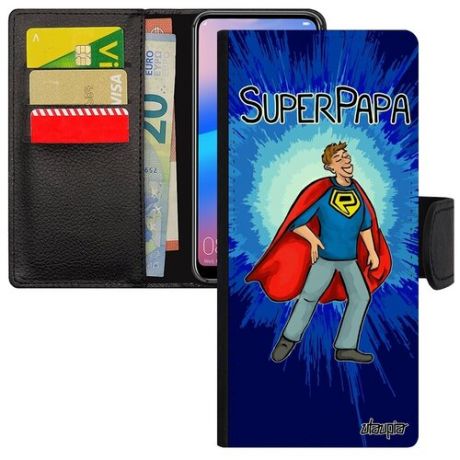 Необычный чехол-книжка на мобильный // Galaxy Note 20 Ultra // "Суперпапа" Комичный Папа, Utaupia, белый