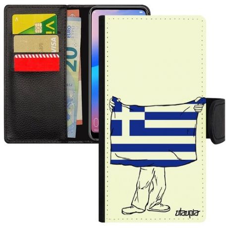 Противоударный чехол книжка на // Samsung Galaxy A51 // "Флаг Европы с руками" Страна Стиль, Utaupia, белый
