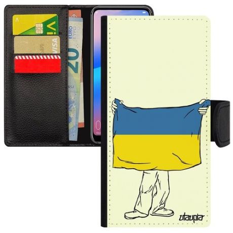 Красивый чехол-книжка на смартфон // Samsung Galaxy S21 // "Флаг Алжира с руками" Патриот Путешествие, Utaupia, белый