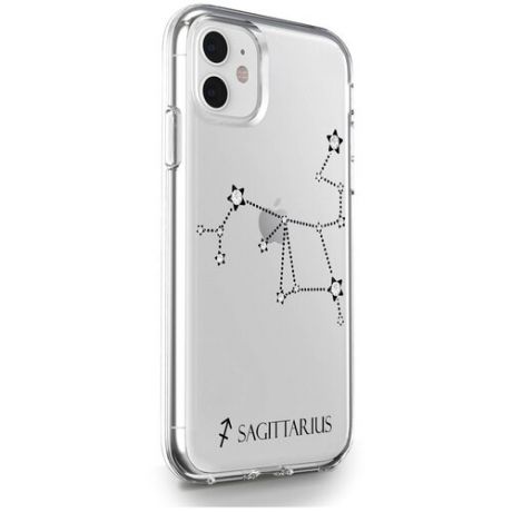Прозрачный силиконовый чехол с кристаллами Swarovski для iPhone 11 Знак зодиака Стрелец Sagittarius для Айфон 11
