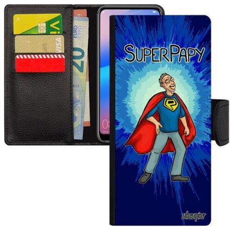 Защитный чехол книжка на смартфон // Honor 10X Lite // "Супердед" Смешной Супергерой, Utaupia, синий