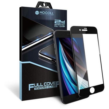 Защитное стекло MOCOLL полноразмерное 2.5D для iPhone SE 2020 / 7 / 8 Черное (Серия Black Diamond 2 GEN)