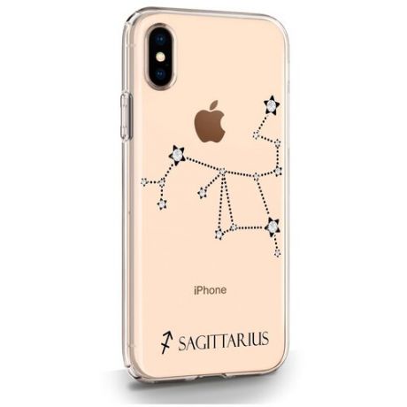 Прозрачный силиконовый чехол с кристаллами Swarovski для iPhone X/XS Знак зодиака Стрелец Sagittarius для Айфон 10/10с