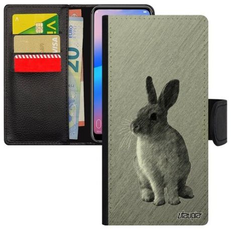Модный чехол книжка для мобильного // Galaxy A71 // "Кролик" Домашний Животные, Utaupia, оранжевый