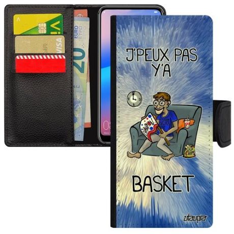 Защитный чехол-книжка на смартфон // Samsung Galaxy M51 // "Не могу - смотрю баскетбол!" Крутой Картинка, Utaupia, серый