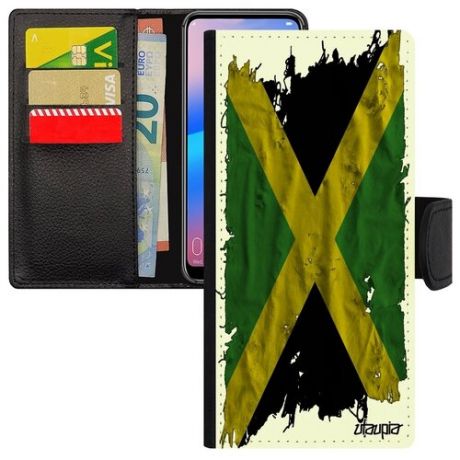 Защитный чехол-книжка для смарфона // Galaxy M31 // "Флаг Бразилии на ткани" Страна Дизайн, Utaupia, белый