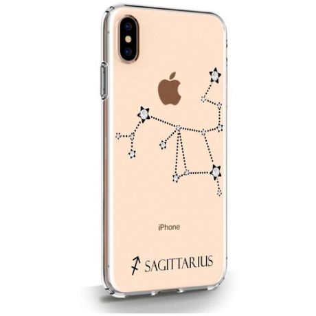 Прозрачный силиконовый чехол с кристаллами Swarovski для iPhone XS Max Знак зодиака Стрелец Sagittarius для Айфон 10С Макс