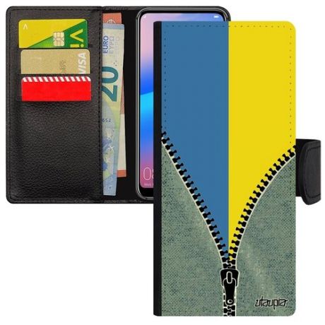 Ударопрочный чехол книжка на мобильный // Galaxy Note 20 Ultra // "Флаг Австралии на молнии" Путешествие Стиль, Utaupia, серый