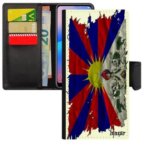 Ударопрочный чехол-книжка для // Samsung Galaxy A51 // "Флаг Украины на ткани" Страна Патриот, Utaupia, белый