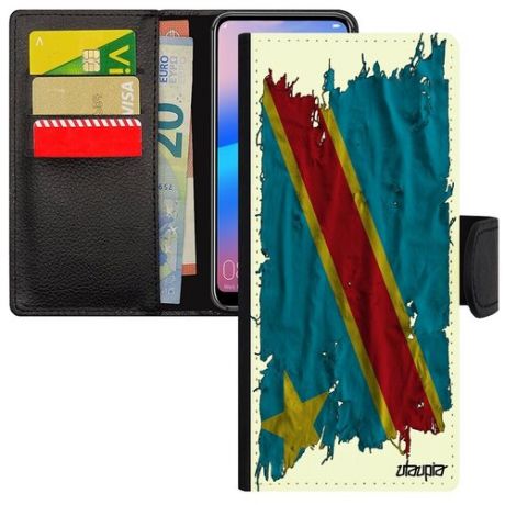 Защитный чехол-книжка для смарфона // Xiaomi Poco M3 // "Флаг Камеруна на ткани" Стиль Патриот, Utaupia, белый