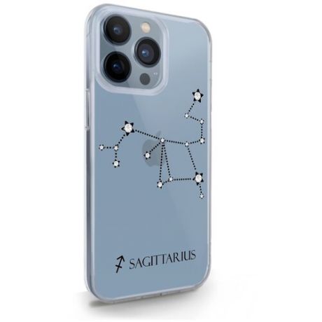 Прозрачный силиконовый чехол с кристаллами Swarovski для iPhone 13 Pro Знак зодиака Стрелец Sagittarius для Айфон 13 Про