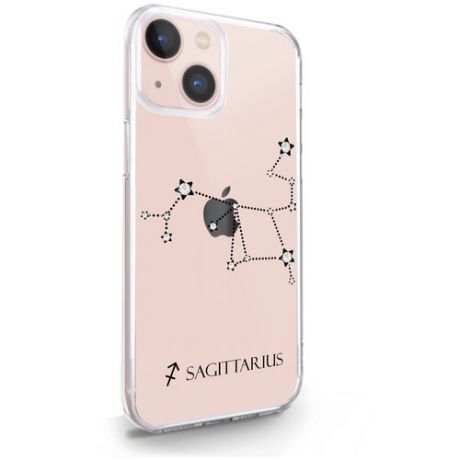 Прозрачный силиконовый чехол с кристаллами Swarovski для iPhone 13 Mini Знак зодиака Стрелец Sagittarius для Айфон 13 Мини