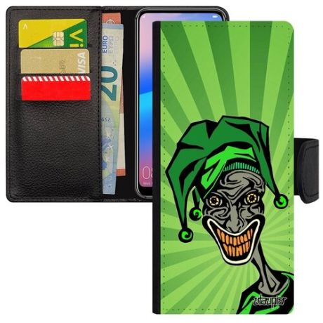 Красивый чехол книжка на смартфон // Galaxy Note 20 Ultra // "Джокер" Комиксы Иллюзионист, Utaupia, зеленый