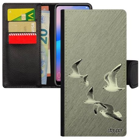 Защитный чехол-книжка на мобильный // Galaxy A51 // "Чайки" Птицы Дизайн, Utaupia, розовый