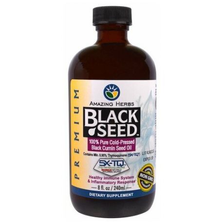 Amazing Herbs Black Seed 100% Pure Cold-Pressed Black Cumin Seed Oil (на 100% чистое семя черного тмина холодного отжима) 240 мл