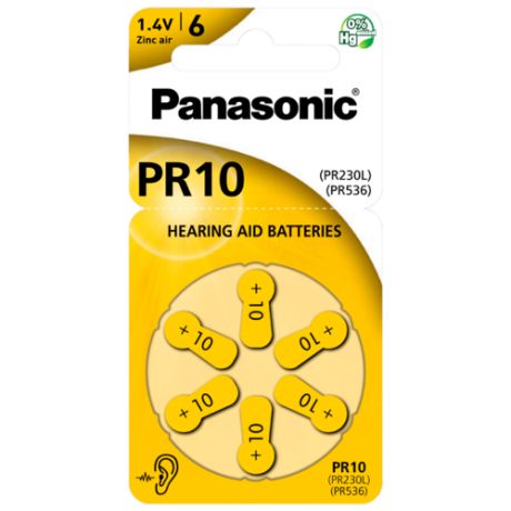Батарейки для слуховых аппаратов Panasonic PR-230-6LB