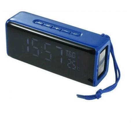 Портативная колонка, блютуз колонка с часами и будильником / USB / MicroSD / Ipod, Iphone, Android TG, Синий