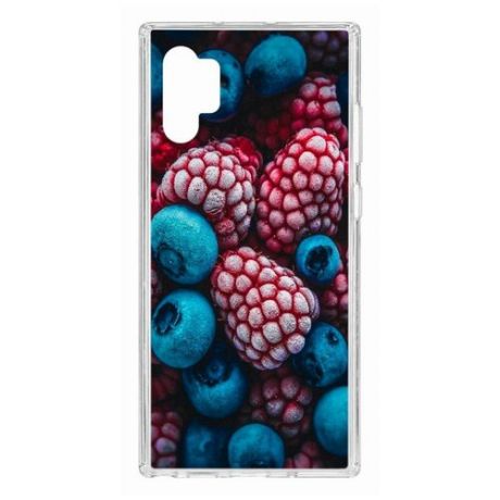 Чехол на Samsung Galaxy Note 10+ Kruche Print Fresh berries/накладка/с рисунком/прозрачный/бампер/противоударный/ударопрочный/с защитой камеры