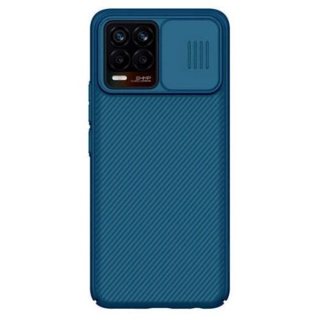 Чехол синего цвета с защитной шторкой камеры от Nillkin CamShield Case на OPPO Realme 8 и 8 Pro